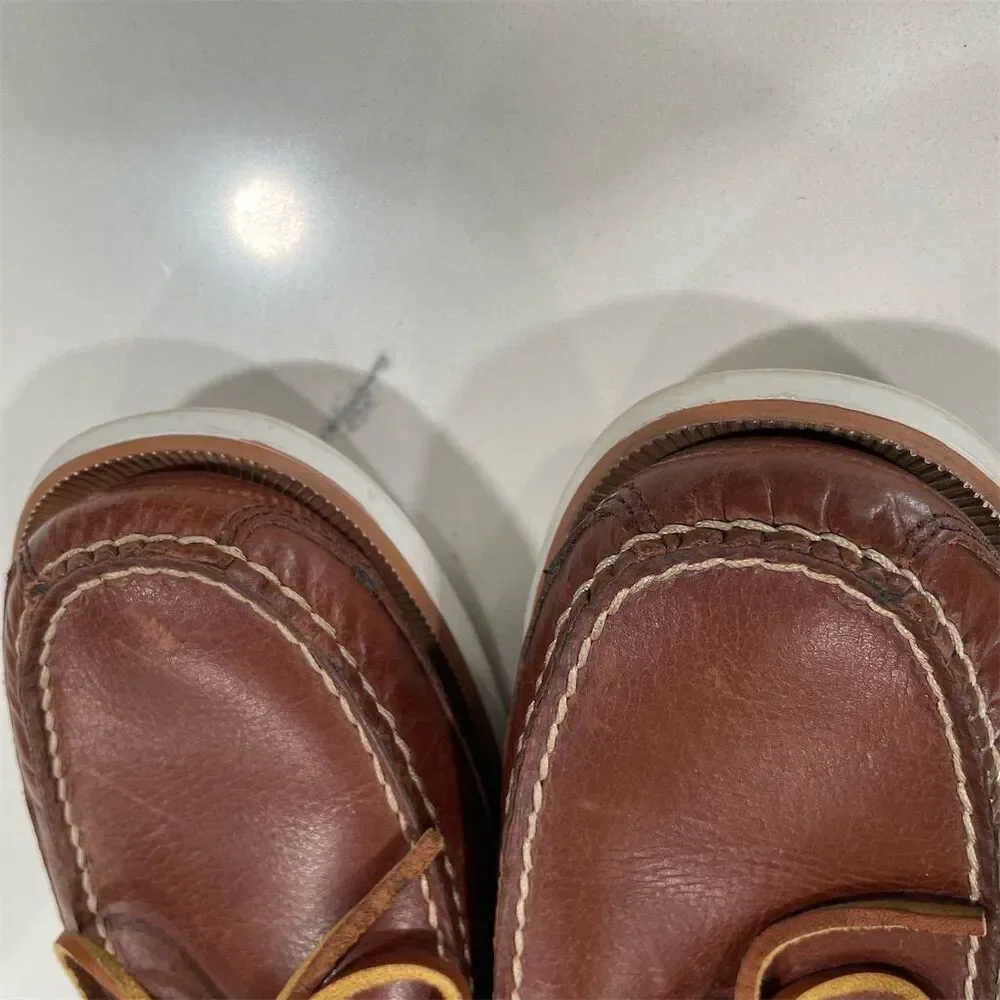 GH‎ Bass & Co Men's Brown Leather Boat Shoes Size 8 Casual Slip-On